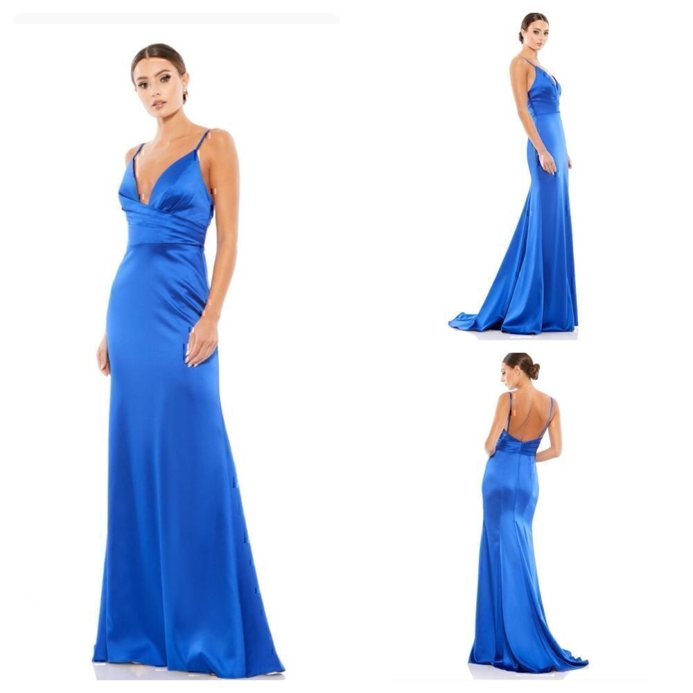NWT Mac Duggal  (10) Plunging Faux Wrap Sleeveless Evening Gown Style #26264